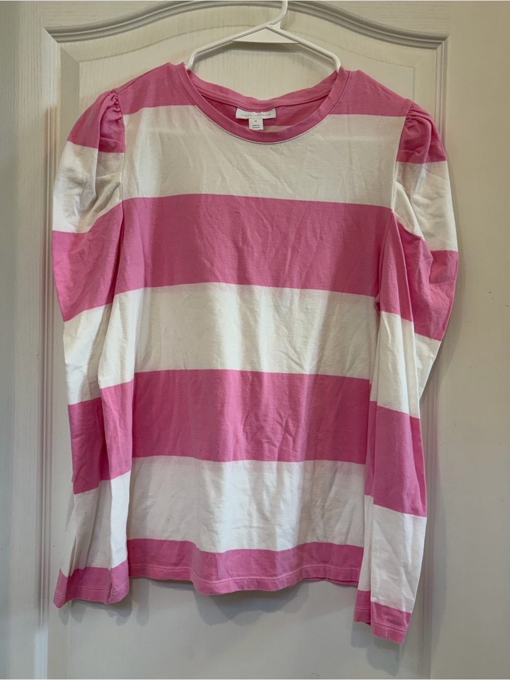 Charter Club Pink and White Striped Long Sleeve Top